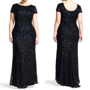Adrianna Papell Scoop Back Sequin Gown